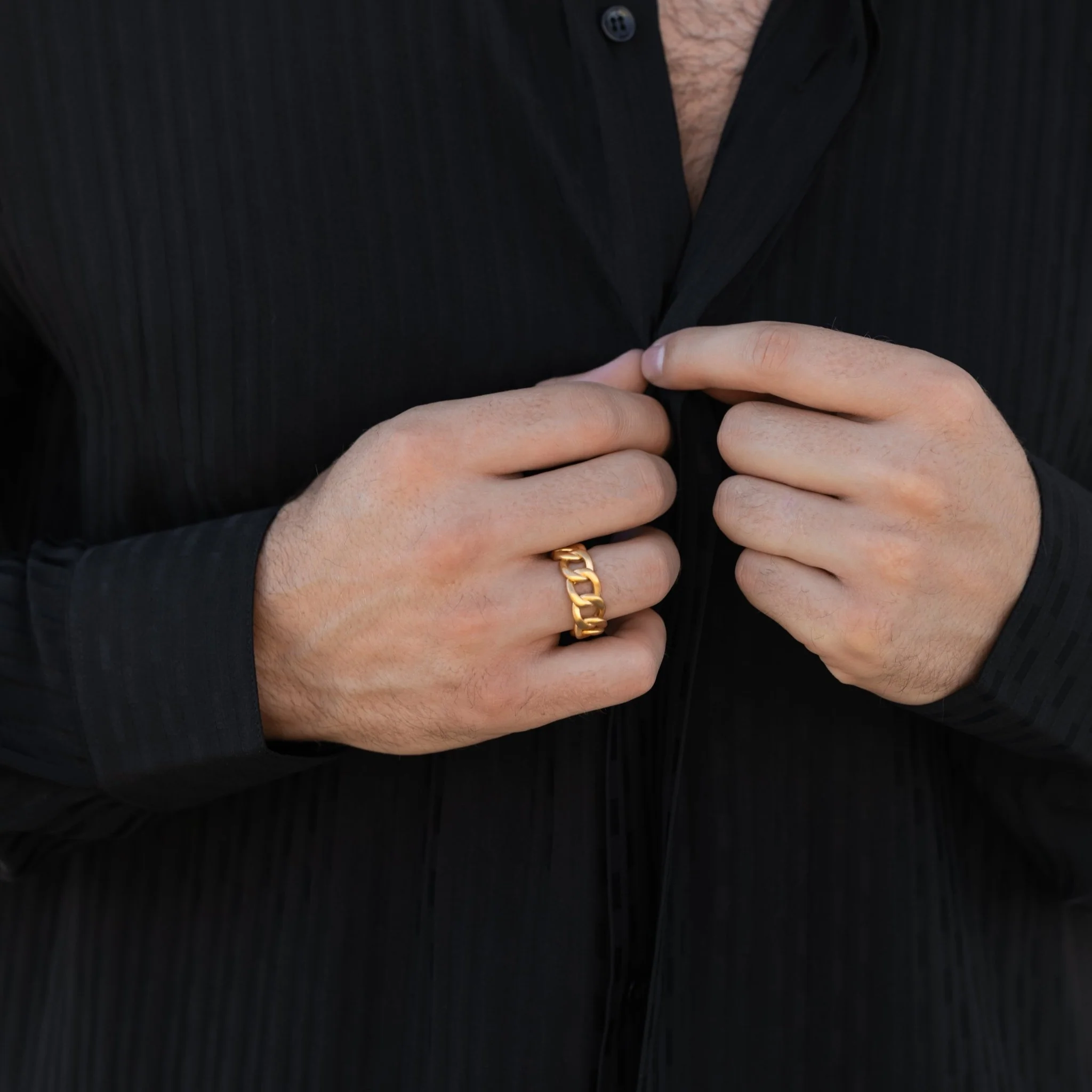 Cuban Ring Brushed Gold - Image 3