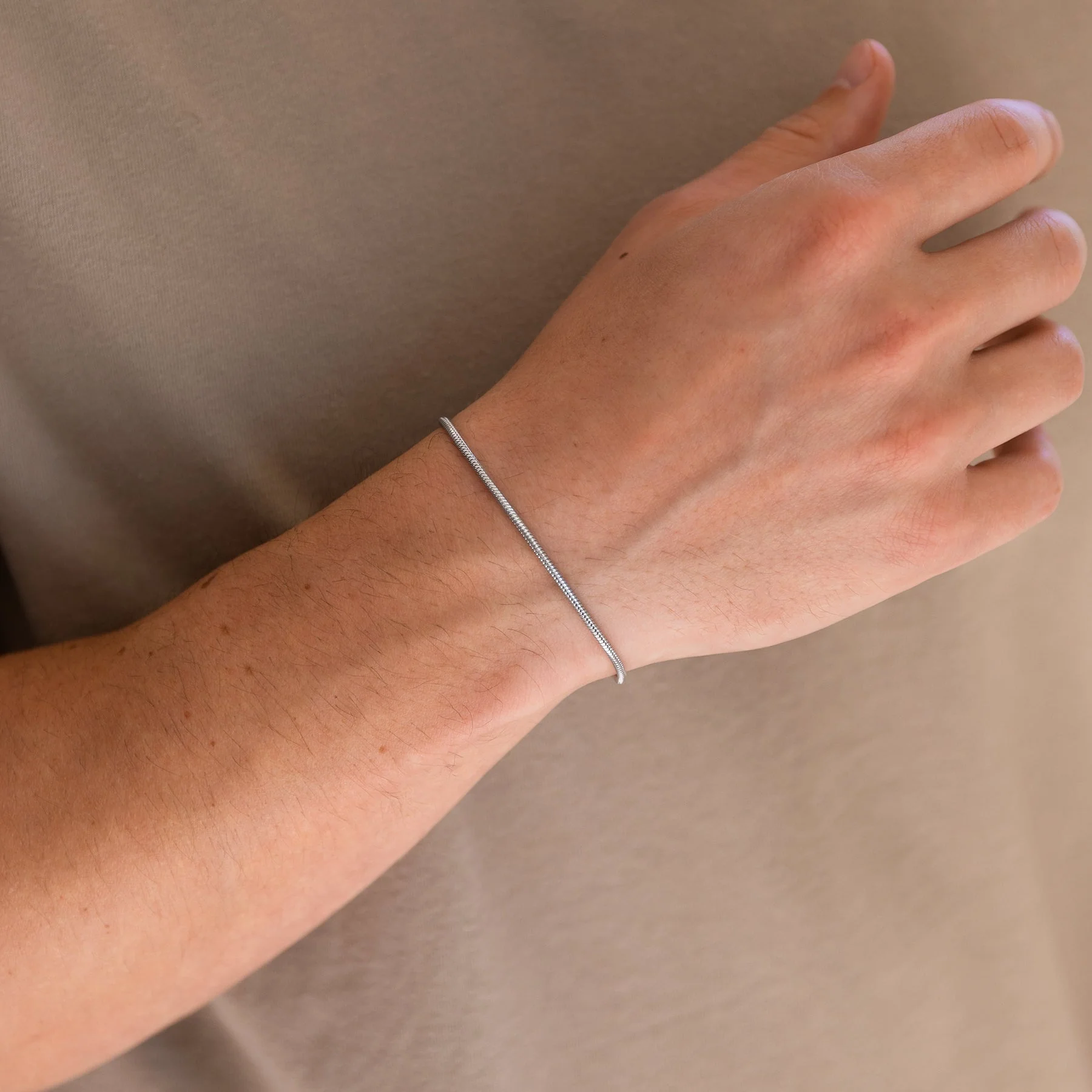 Snake Chain Bracelet Silver (2mm) - Image 3